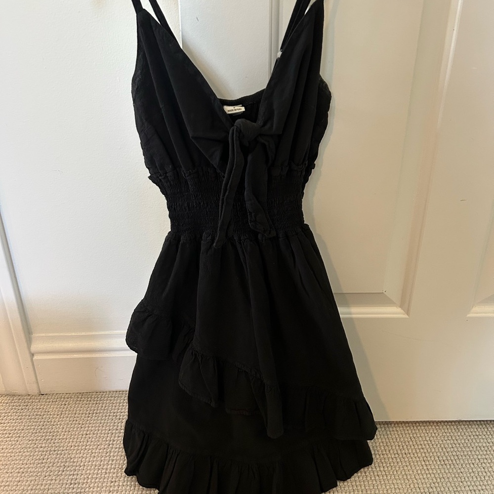 Black Sundress with Tie Front - Women Dresses